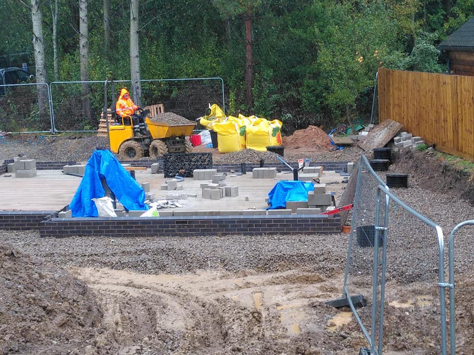 Dump truck on building site